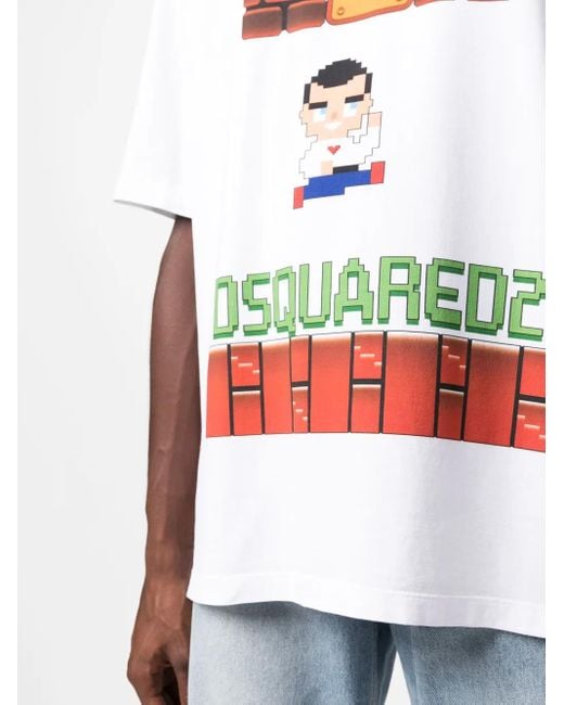 メンズ DSquared² ロゴ Tシャツ White