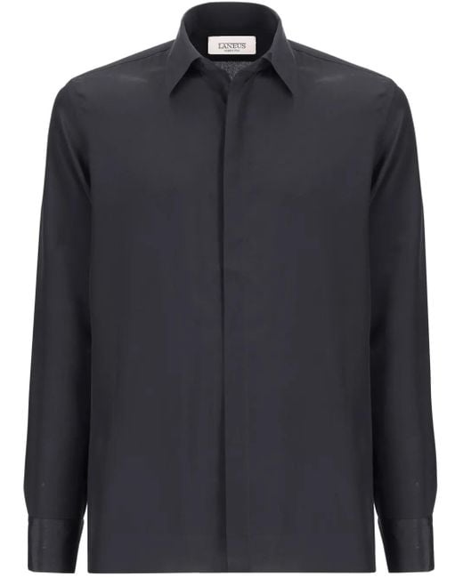 Laneus Black Crepe De Chine Shirt for men