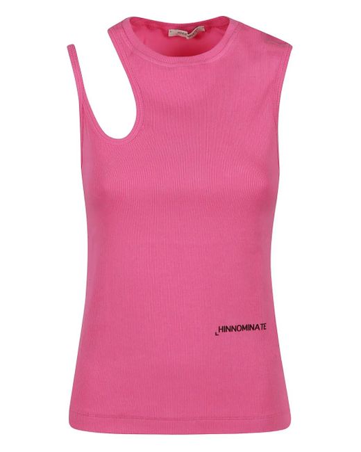 hinnominate Pink Cut-Out Ribbed Top