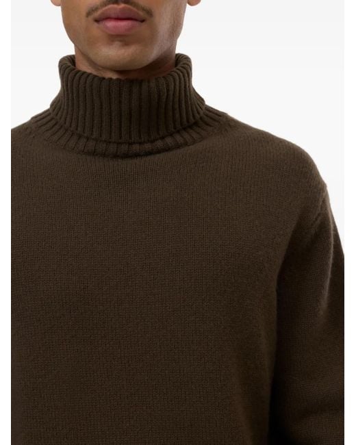 Closed Brown Turtleneck Ribbed Sweater for men