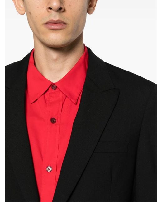 MODES GARMENTS Black Peak-Lapels Single-Breasted Blazer for men