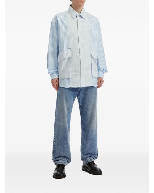 Musium Div. Blue Patchwork Striped Shirt for men