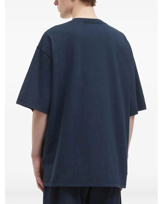 Alpha Industries Blue Embroidered-Logo Cotton T-Shirt for men