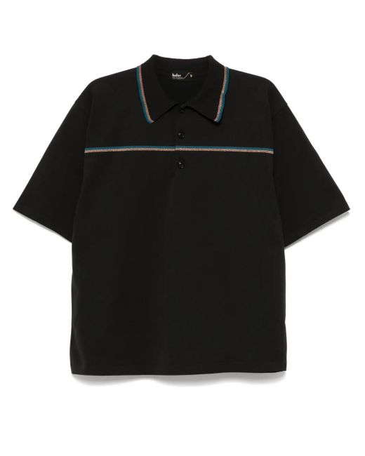メンズ Kolor ストライプ ポロシャツ Black