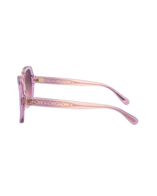 COACH Purple Square-Frame Logo-Engraved Sunglasses