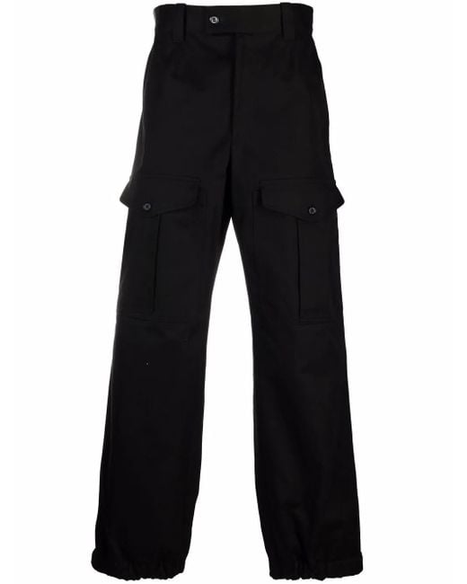 McQueen Black Flap-Pocket Cotton Trousers for men
