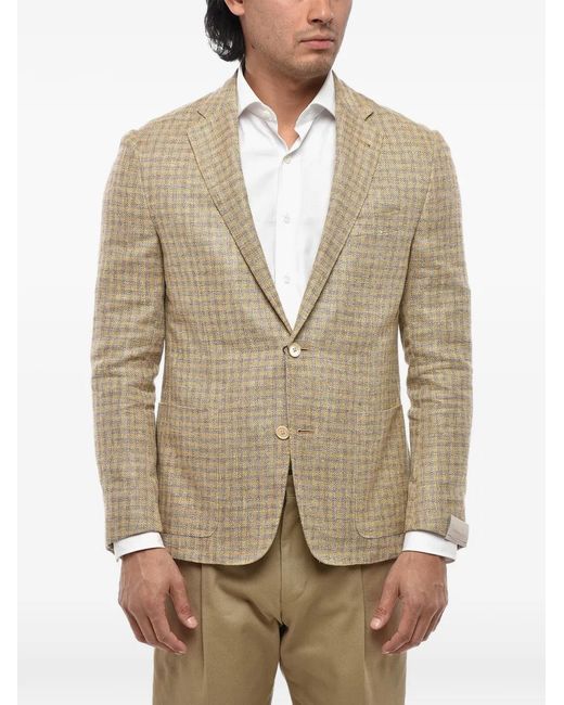 Corneliani Natural Gingham Linen-Blend Blazer for men