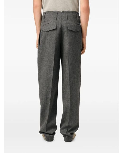 AMI Gray Two-Pleats Wool Trousers for men
