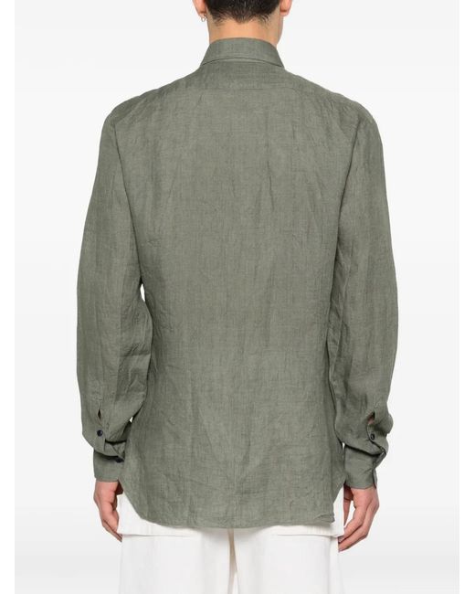 Barba Napoli Green Button Shirt for men