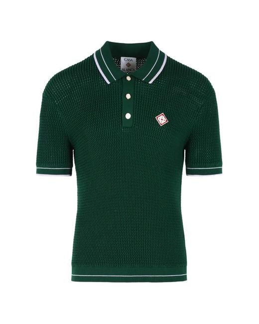 Casablanca Green Mock Mini Crochet Polo for men