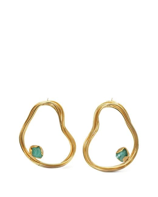 FENOMENA Metallic Providencia Emerald Earrings