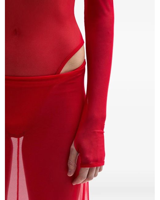 Atu Body Couture Red Cardinal Long-Sleeve High-Neck Dress