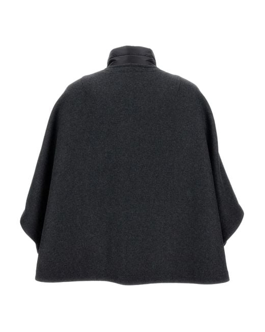 Fay Black Hook-Fastening Wool Cape