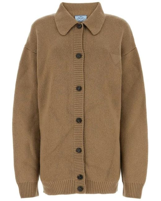 Prada Brown Biscuit Cashmere Cardigan