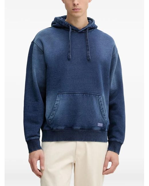 Guess Blue Faded-Effect Drawstring Hoodie for men