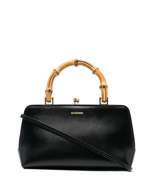 Jil Sander Black Goji Bamboo Mini Leather Handbag