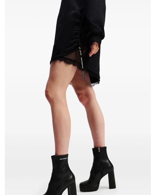 Karl Lagerfeld Black Kleid Mit Spitzeneinsätzen