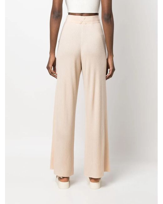 Max & Moi Natural Ribbed Wide-Leg Trousers