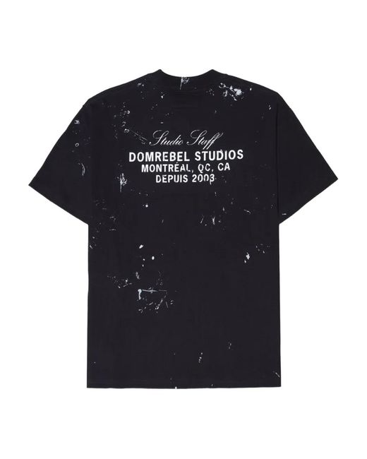 DOMREBEL Black Staff Paint-Splatter Cotton T-Shirt for men