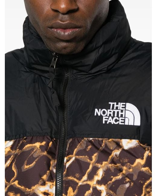 The North Face Black Abstract-Pattern Print Padded-Design Jacket for men