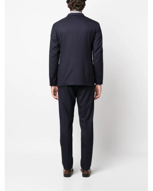 Boglioli Blue Single-Breasted Virgin-Wool Suit for men