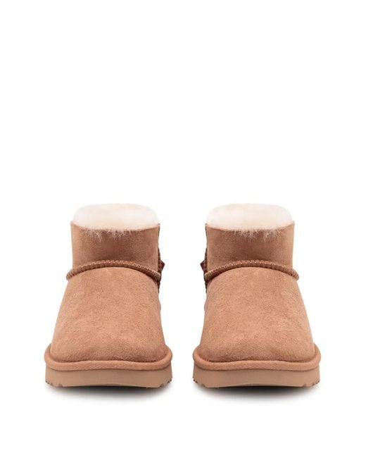 Ugg Brown Ultra Mini Bailey Bow Ankle Boots