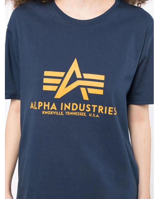 Alpha Industries Blue Logo-Print Detail T-Shirt