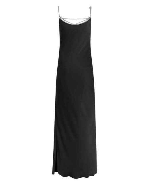 Rabanne Black Chain Strap Satin Slip Dress