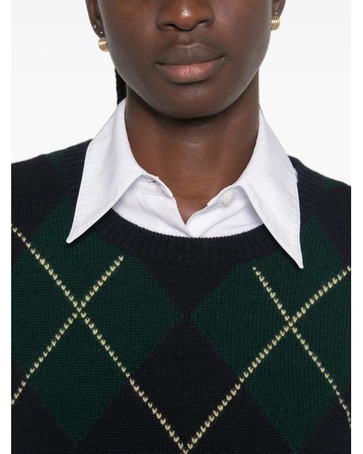 Be You Green Argyle-Knit Sweater