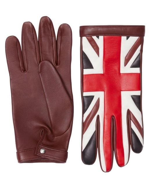 Burberry Leather Multipanel Polishedfinish Gloves in Red for Men Lyst