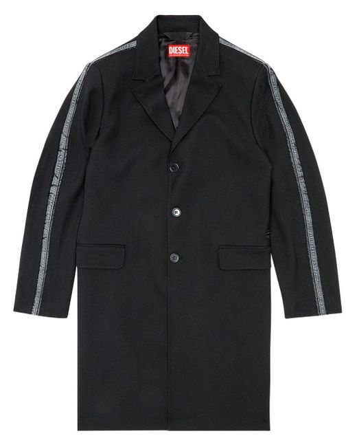 DIESEL Black W-hivo Single-breasted Coat for men