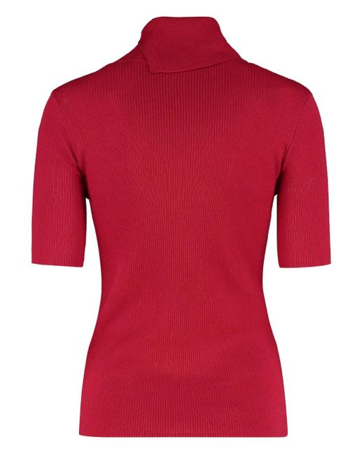 P.A.R.O.S.H. Red Ribbed Wool Turtleneck Sweater