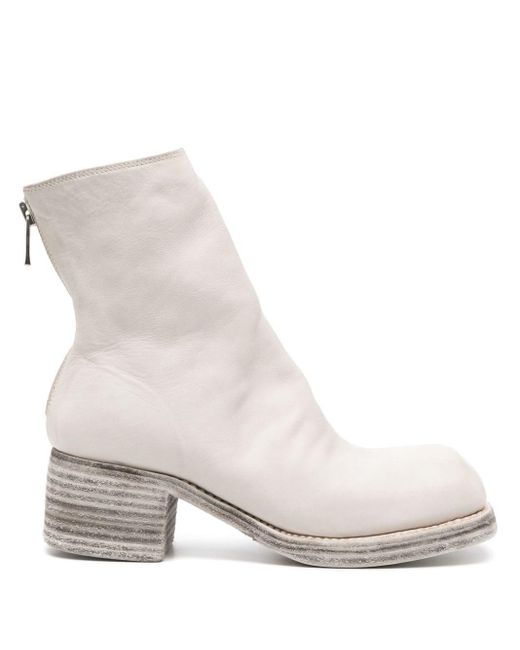 Guidi Natural Square-toe Leather Ankle Boots