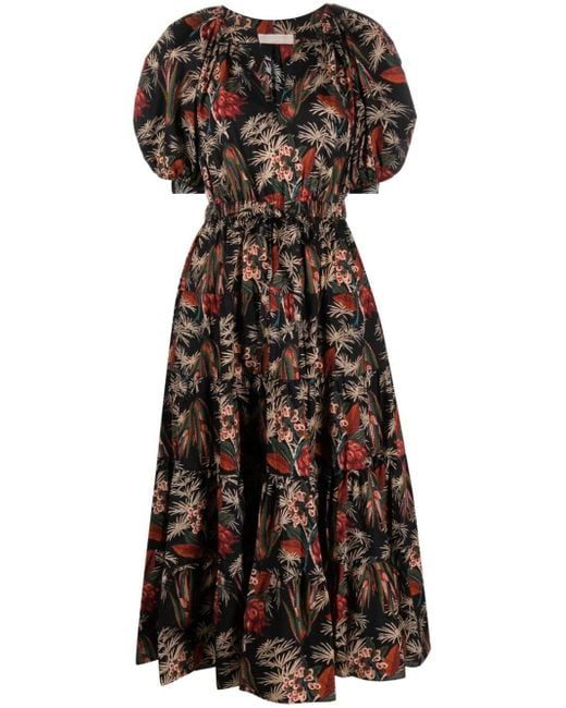 Ulla Johnson Black Olina Floral-print Cotton Dress - Women's - Cotton