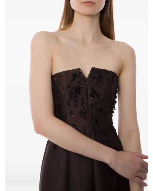 Alberta Ferretti Strapless Mini-Jurk Met Kralen in het Brown