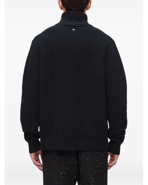 Karl Lagerfeld Black Half-Zip High-Neck Sweater for men