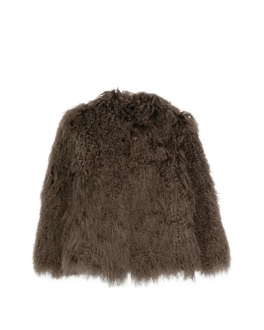 Martha Louis Brown Shearling-Effect Jacket