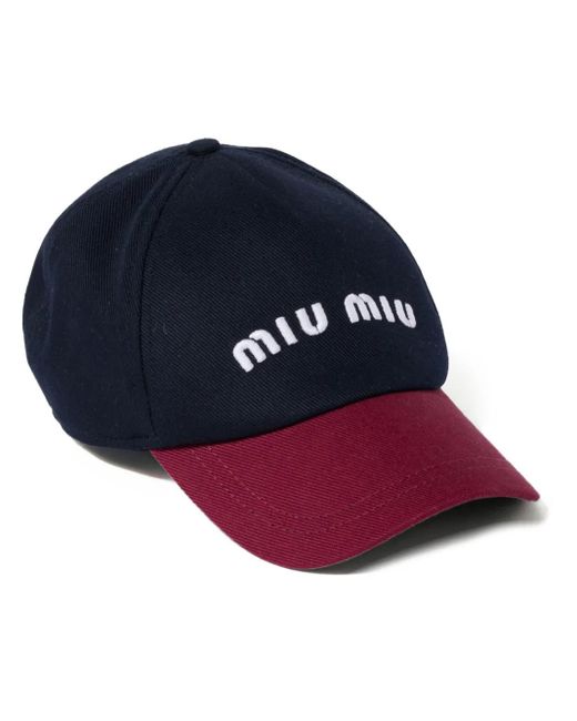 Miu Miu Blue Drill Cotton Baseball Cap