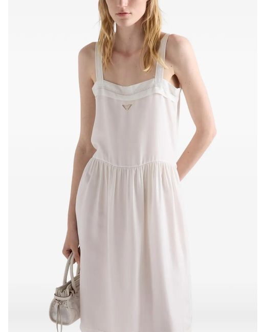Prada White Embroidered Old Washed Silk Dress