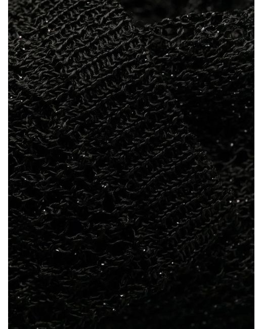 DSquared² Black Open-Knit Long-Sleeve Dress