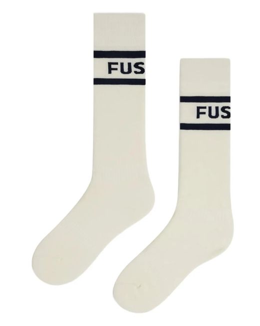 Fusalp White Stripe-Detail Logo-Jacquard Socks