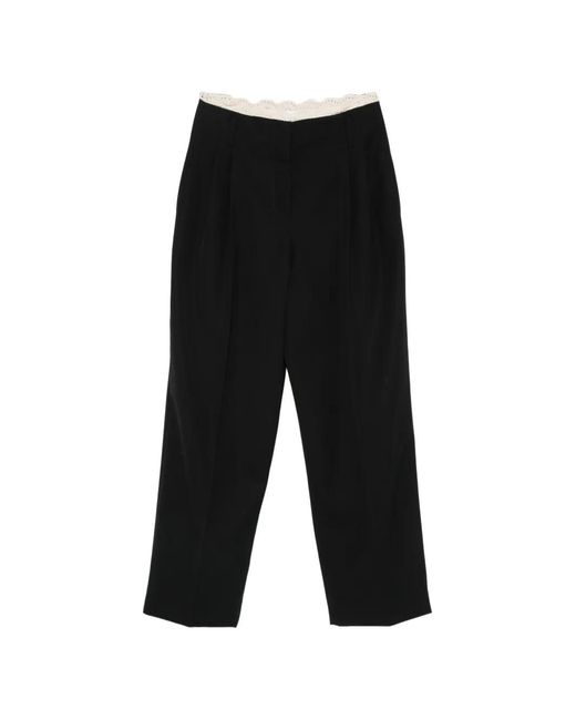 Magda Butrym Black Crochet-Trim Belted Trousers