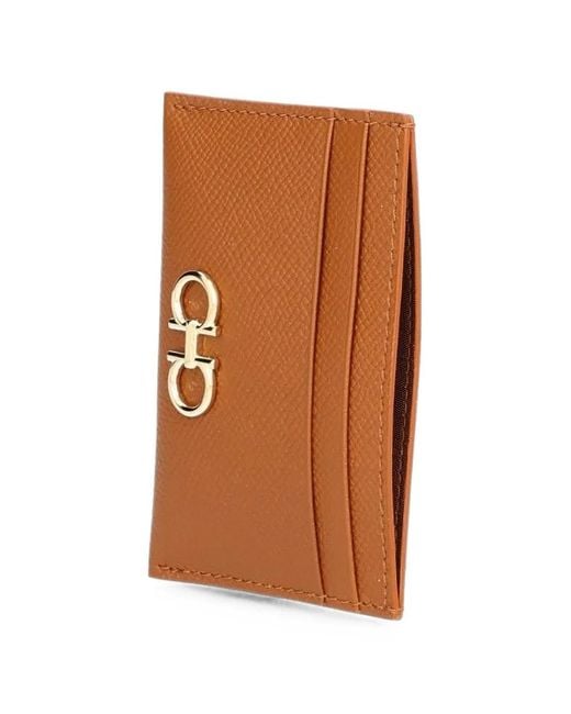 Ferragamo Brown Gancini Credit Card Holder