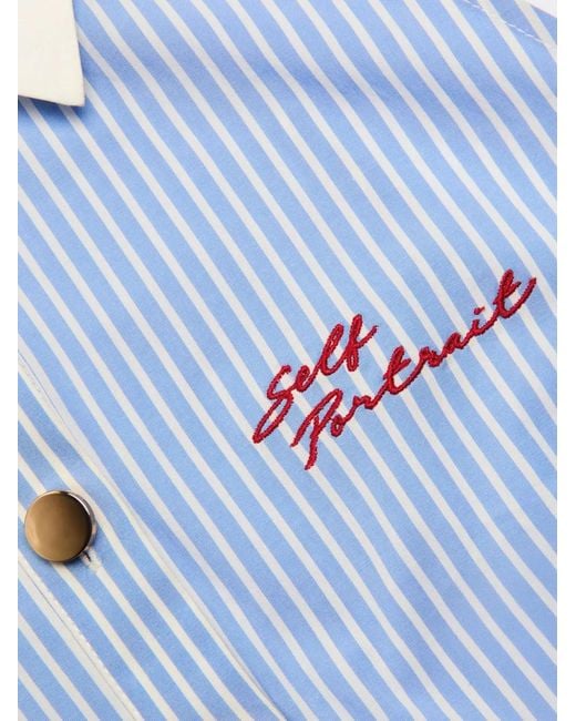 Self-Portrait Blue Striped Halterneck Midi Dress