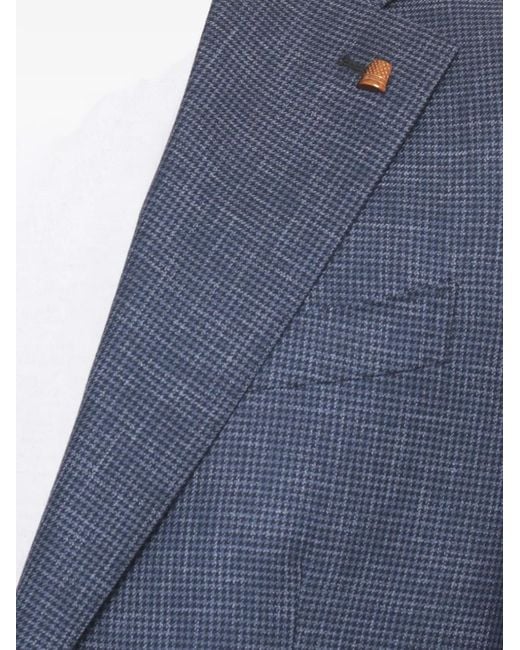 Latorre Blue Houndstooth Wool Blazer for men