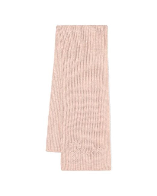 Guess Pink Embroidered Ribbed Scarf