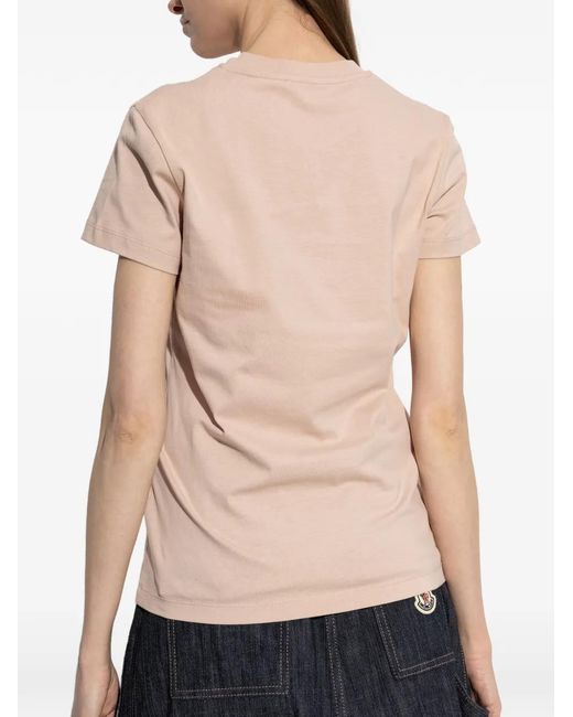 Moncler Pink Logo-Appliqué T-Shirt