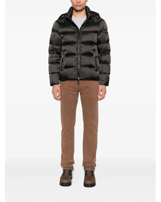 Moorer Black Hooded Quilted Jacket for men