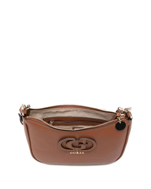 Guess Brown Isola Logo-Plaque Shoulder Bag