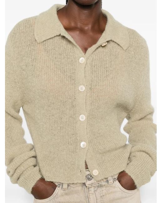 Our Legacy Natural Fuzzy-Knit Collared Cardigan